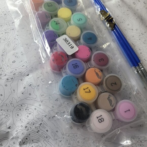 DIY Butterfly Paint By Number Kit Canvas Brush Set 30319 - Picture 5 of 9